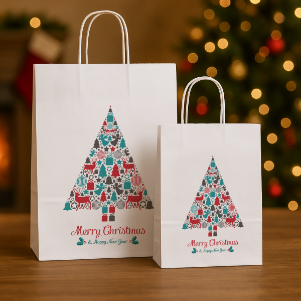 Christmas Paper Carrier Bags With 'The Spirit Of Christmas' Design
